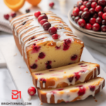 Cranberry orange loaf with tangy glaze