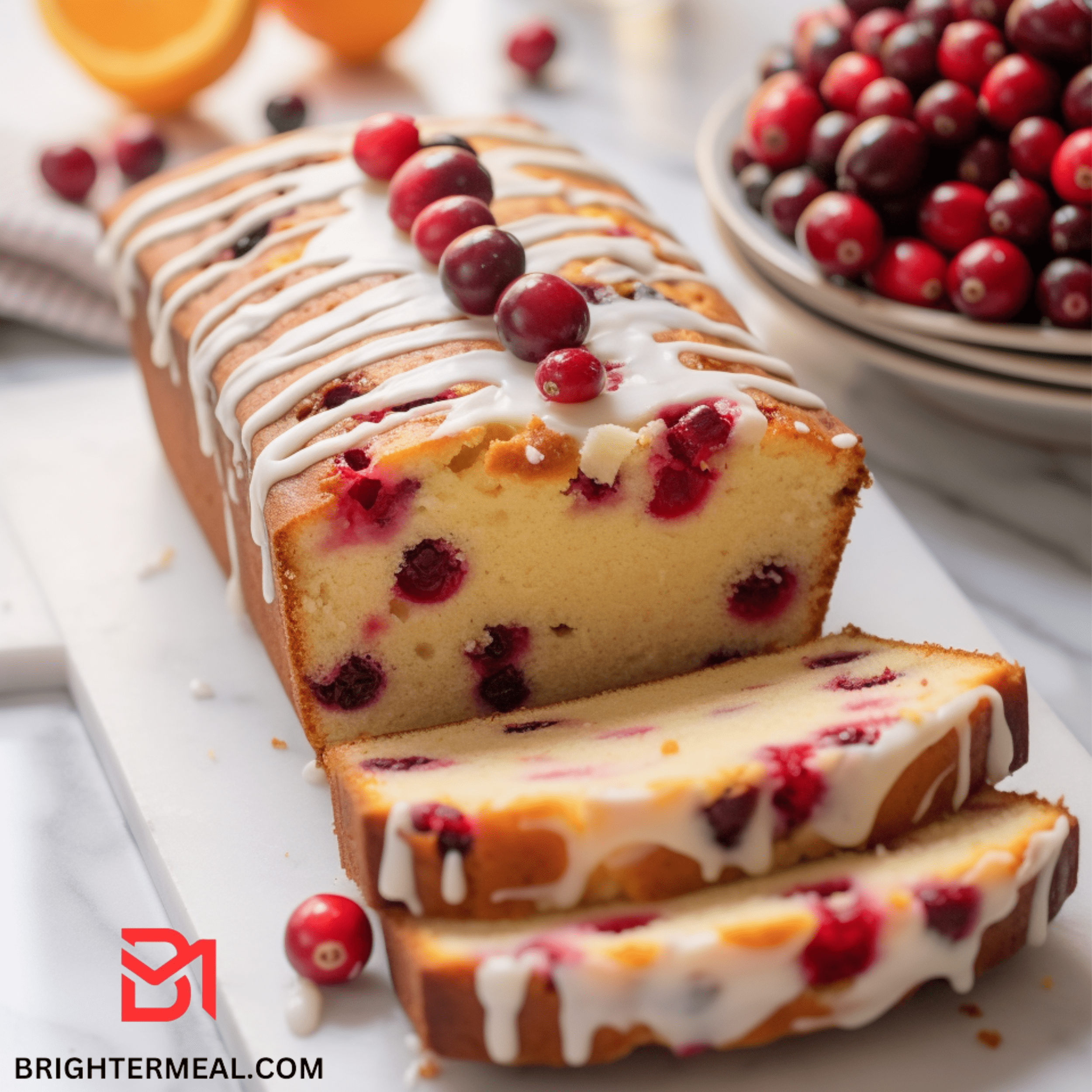 Cranberry orange loaf with tangy glaze