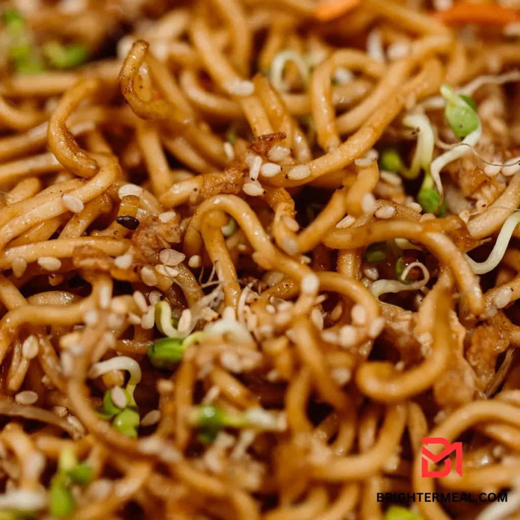 yakisoba noodles in a skillet