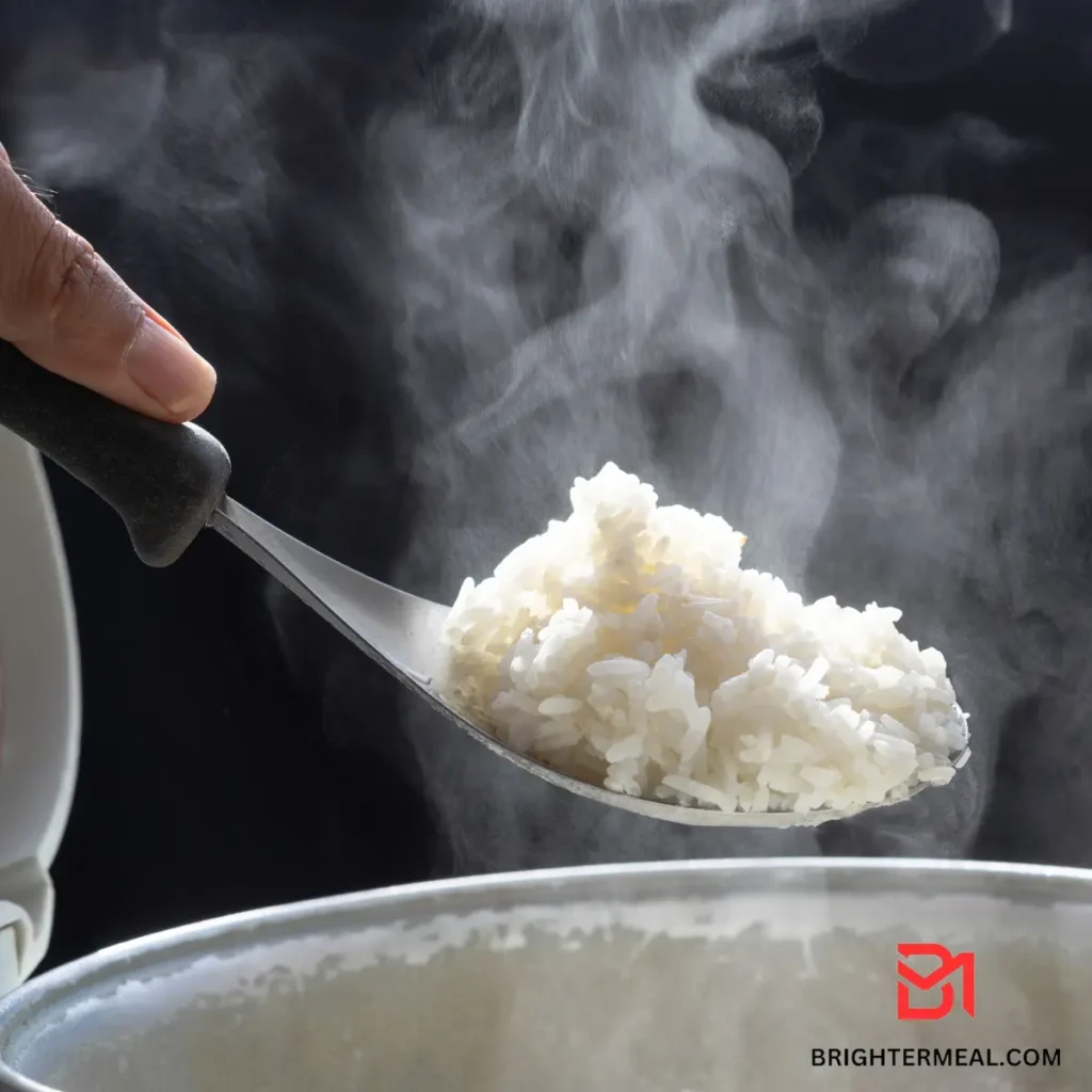 Fluffing rice with a fork