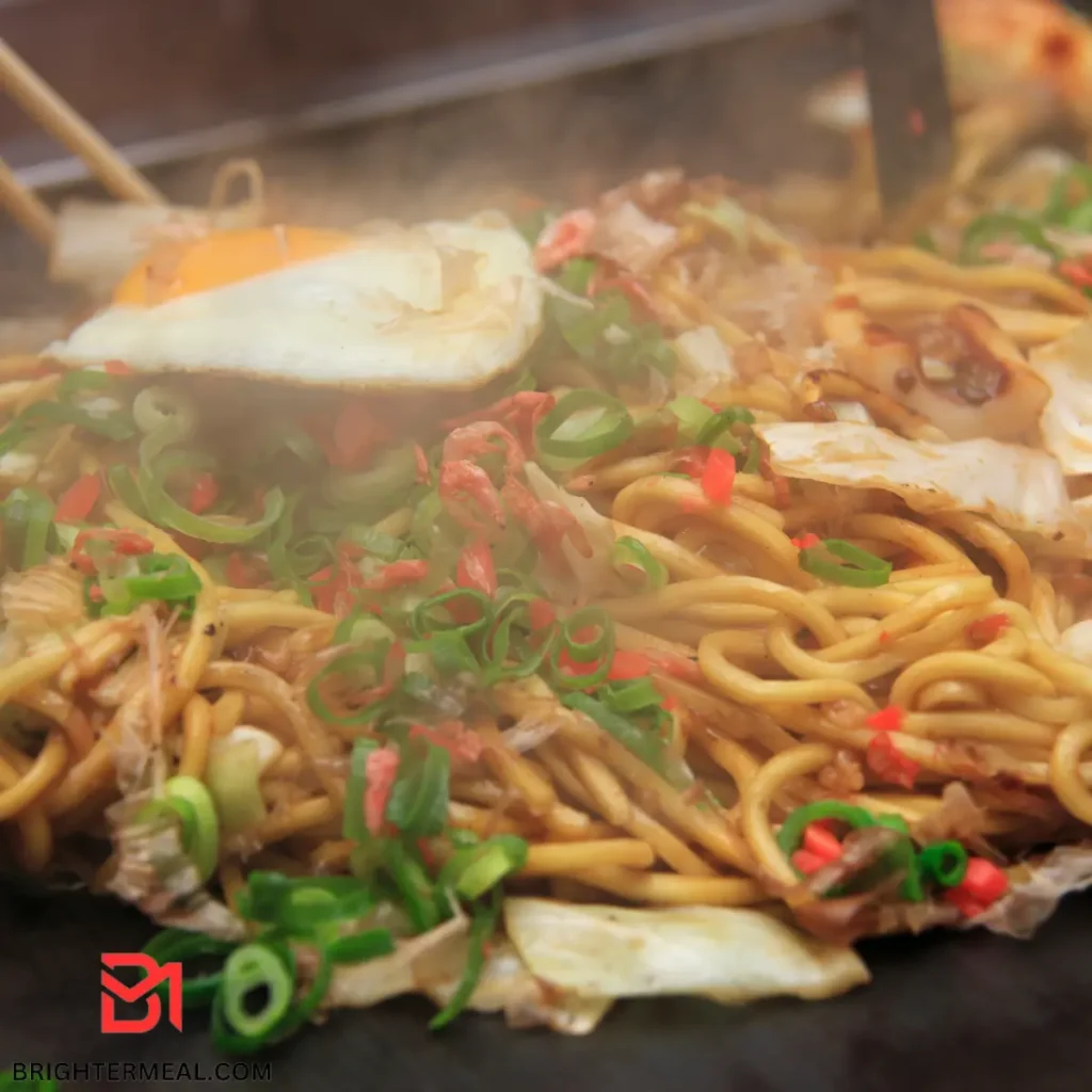 Savory Japanese noodle dish with a sweet and tangy sauce.