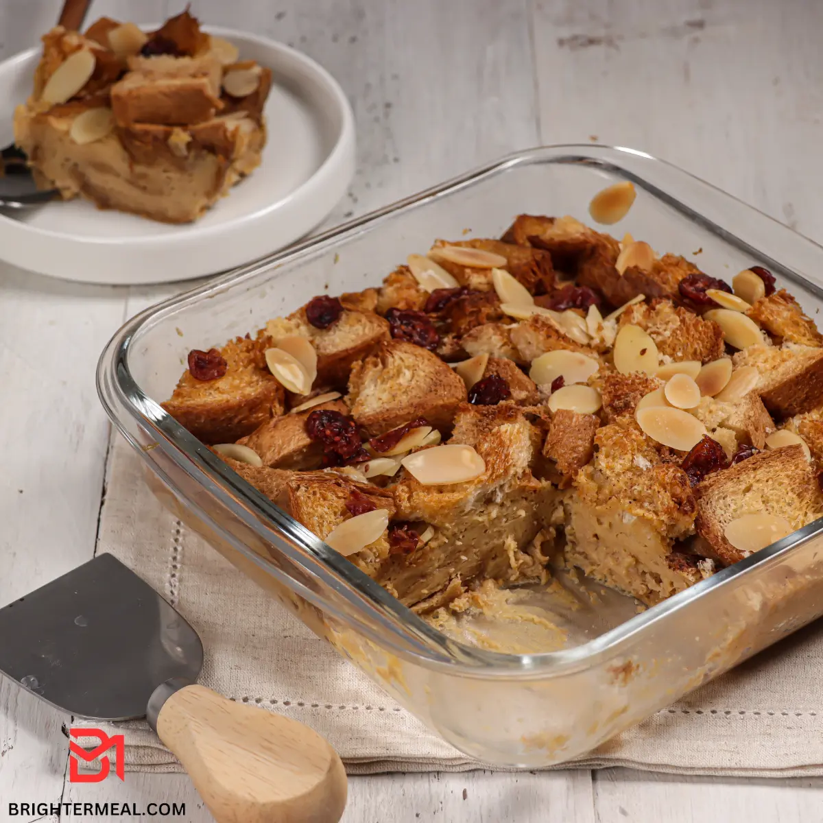 Indulgent bread pudding with a caramel drizzle, ready to delight.