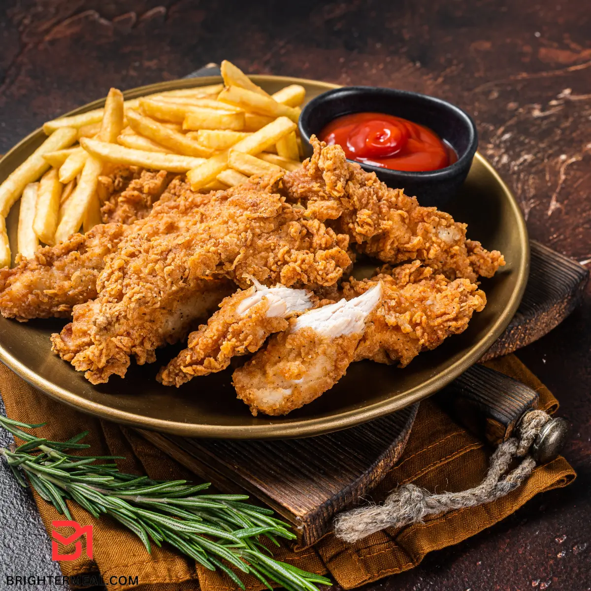 Quick and easy air fryer chicken tenders served with lemon slices.