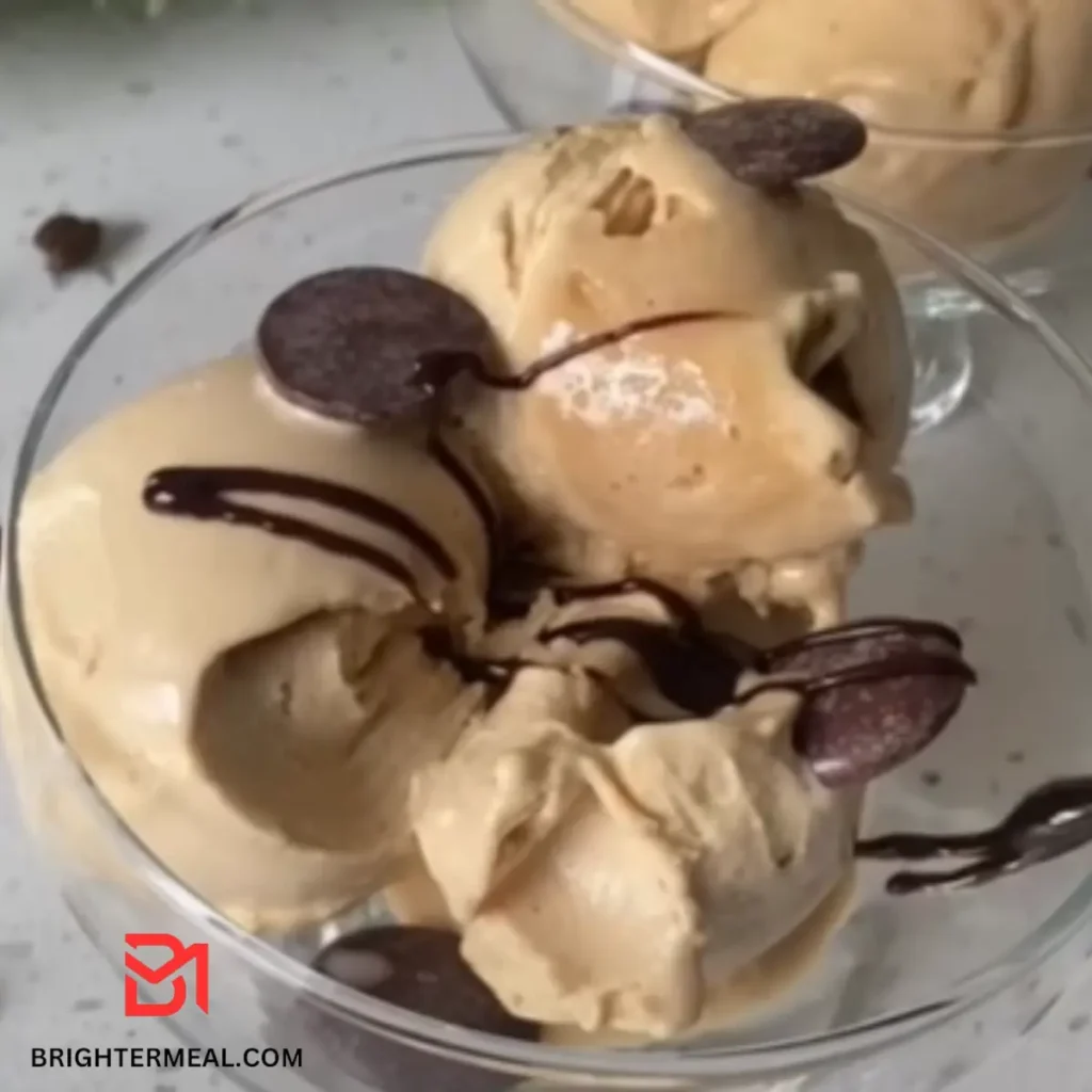 Scoops of creamy coffee ice cream in a bowl, made with the Ninja Creami