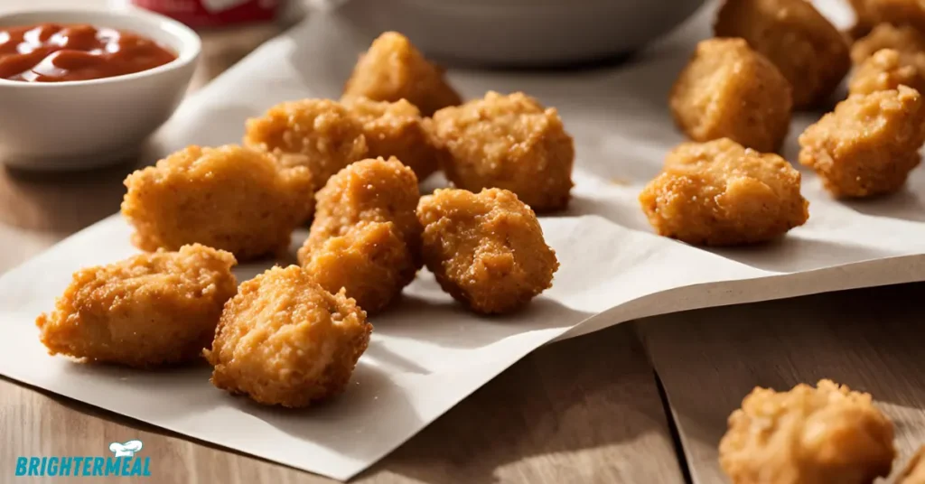 Close-up of crispy fried Chick fil A style nuggets