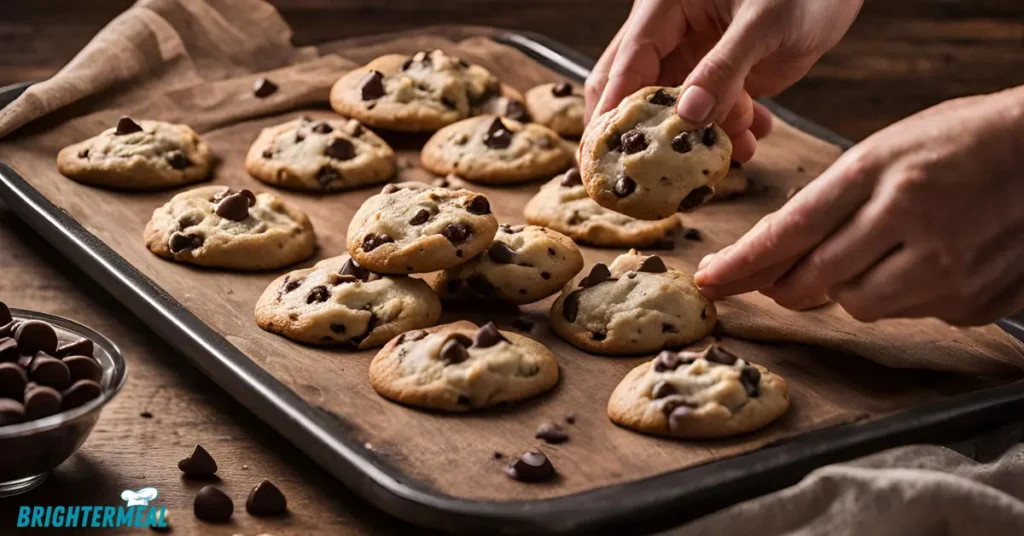 Freshly baked Ghirardelli Chocolate Chip Cookies on a tray