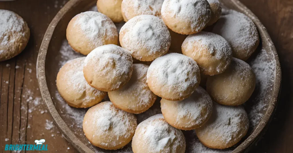Image of Italian Wedding Cookies on a platter.