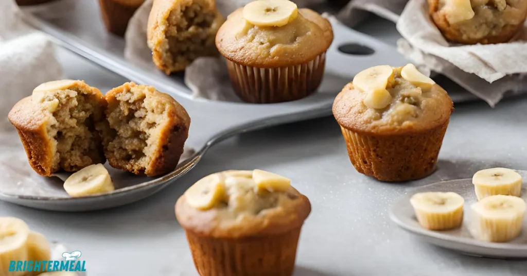 Close-up of a single mini banana muffins