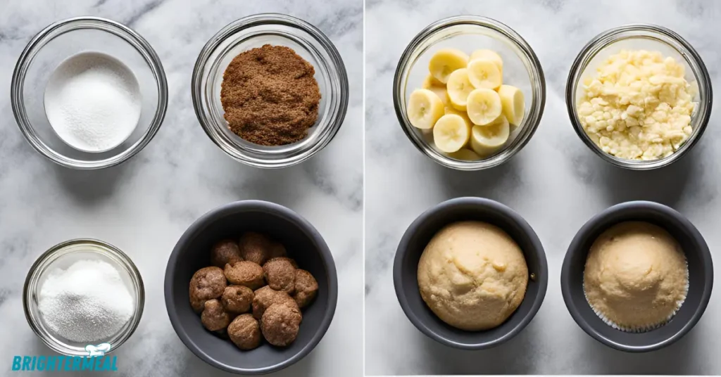 Mashed bananas in a bowl with other ingredients