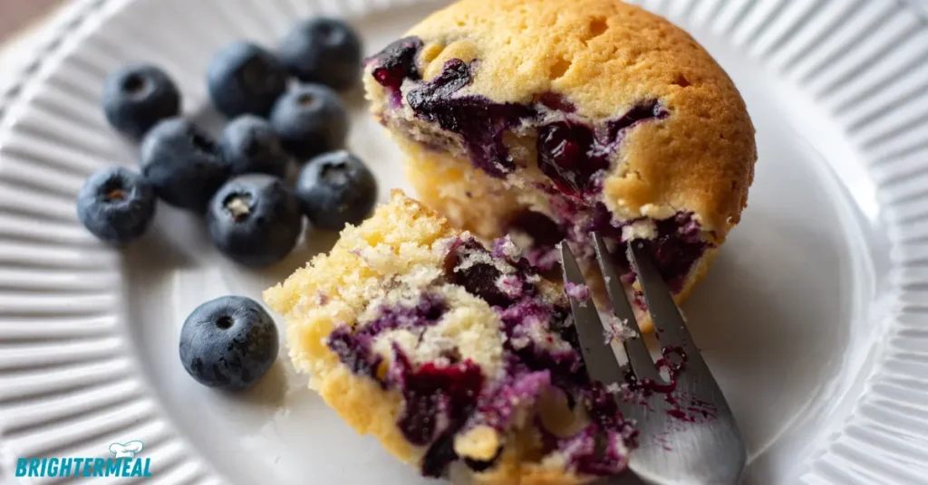 Blueberries being folded into muffin batter.