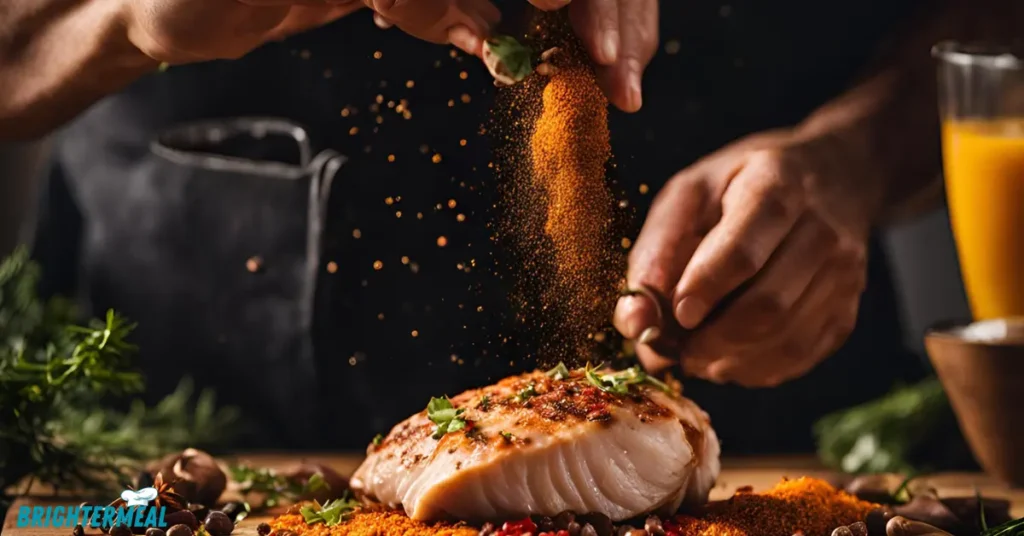 Close-up of homemade chicken seasoning blend in a small bowl.