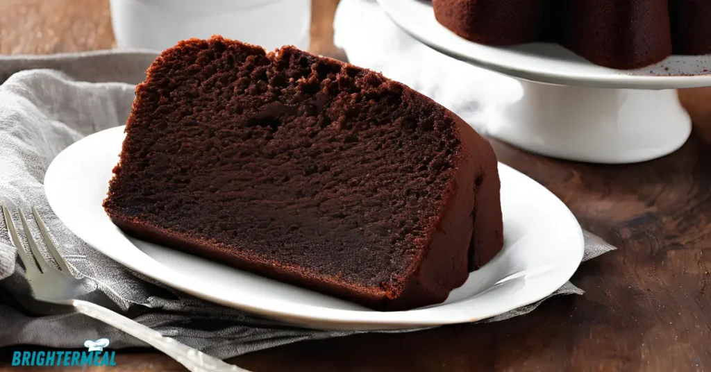 Smooth, chocolatey batter in a loaf pan ready for baking.