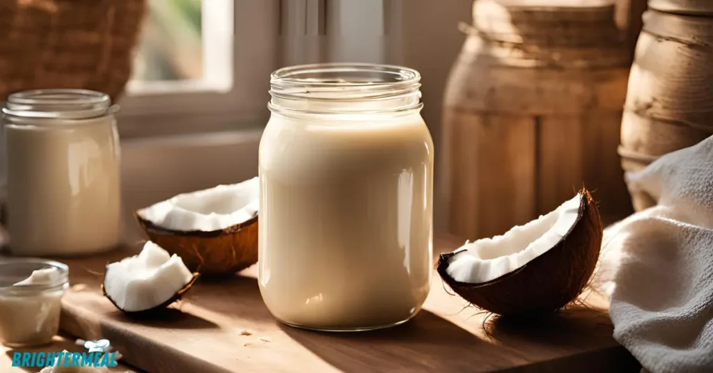 Coconut milk can and granulated sugar, ingredients for making coconut condensed milk.