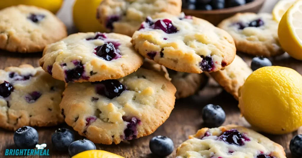 Blueberries being gently folded into lemon cookie dough with a spatula.