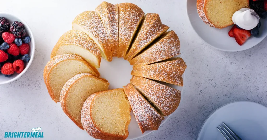 Freshly baked vanilla pound cake cooling on a wire rack