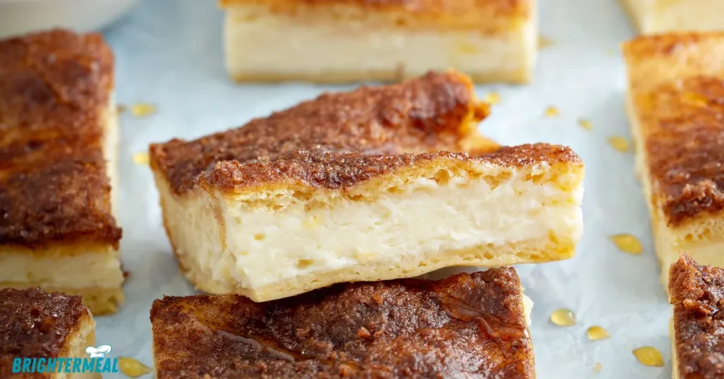 Cream cheese filling being spread on crescent dough.