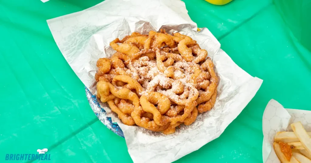 Crispy funnel cake served on a white plate
