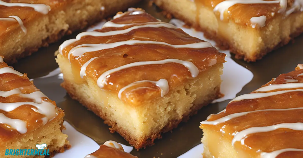A warm slice of honey bun cake with coffee.
