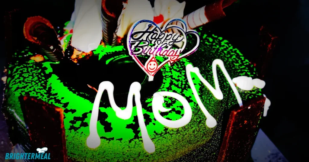 Finished single mom birthday cake on a serving plate.