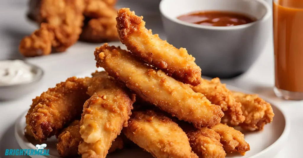Close-up of the crispy crust on fried chicken.