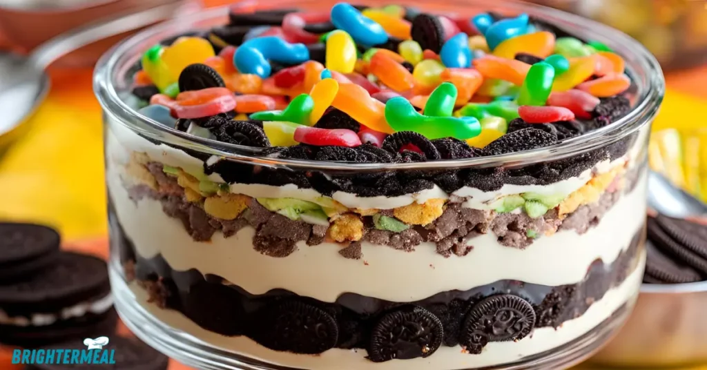 A bowl of crushed Oreos for dirt cake.