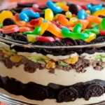 A bowl of crushed Oreos for dirt cake.