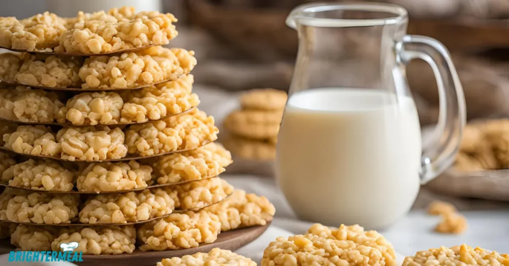 Golden-brown cookies stacked on a white plate.