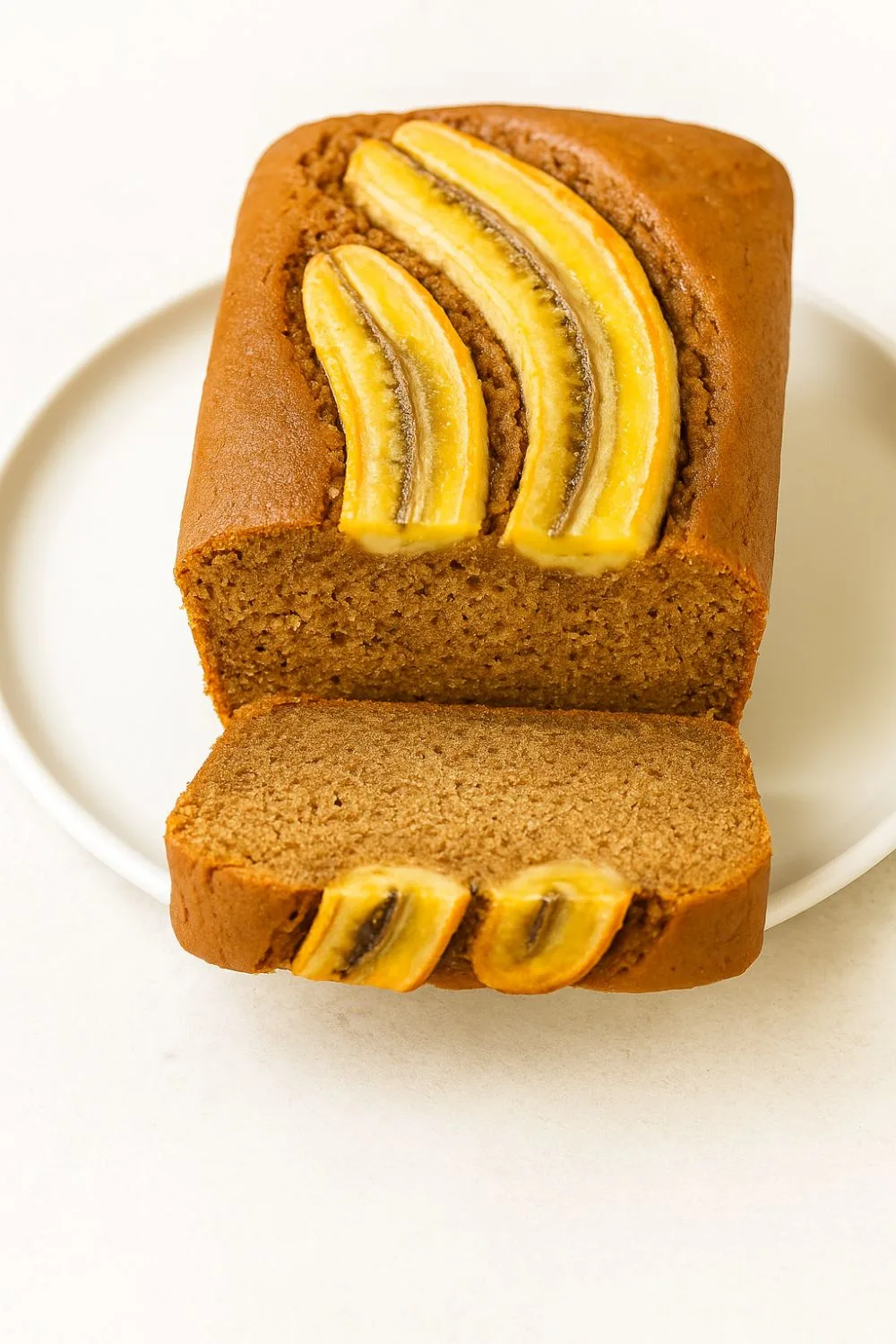 Pouring banana bread batter into a parchment-lined loaf pan