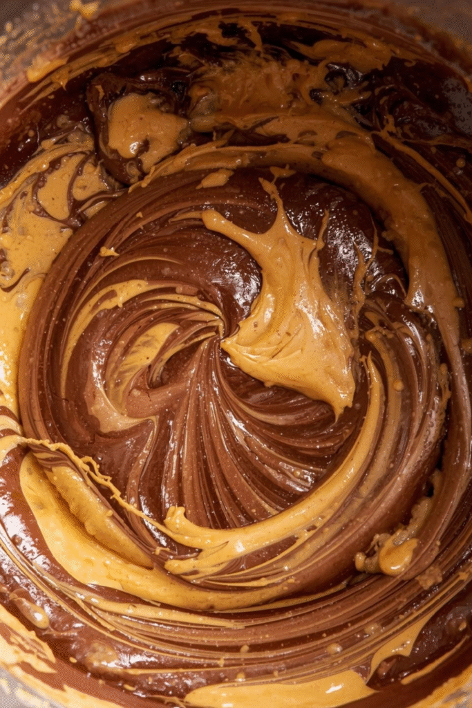 Peanut Butter Cup Chocolate Roll Cake mixing