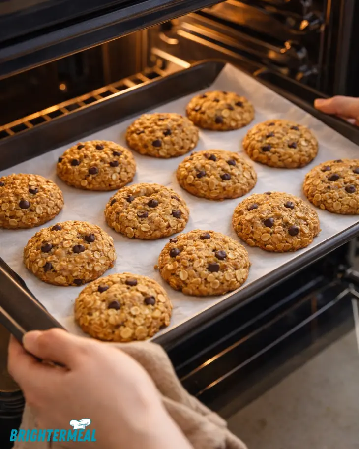 banana oat cookies on a baking tray ready for the oven
