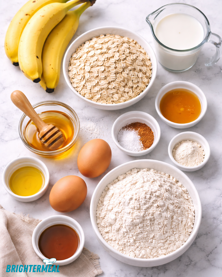ingredients for banana oat muffins recipe